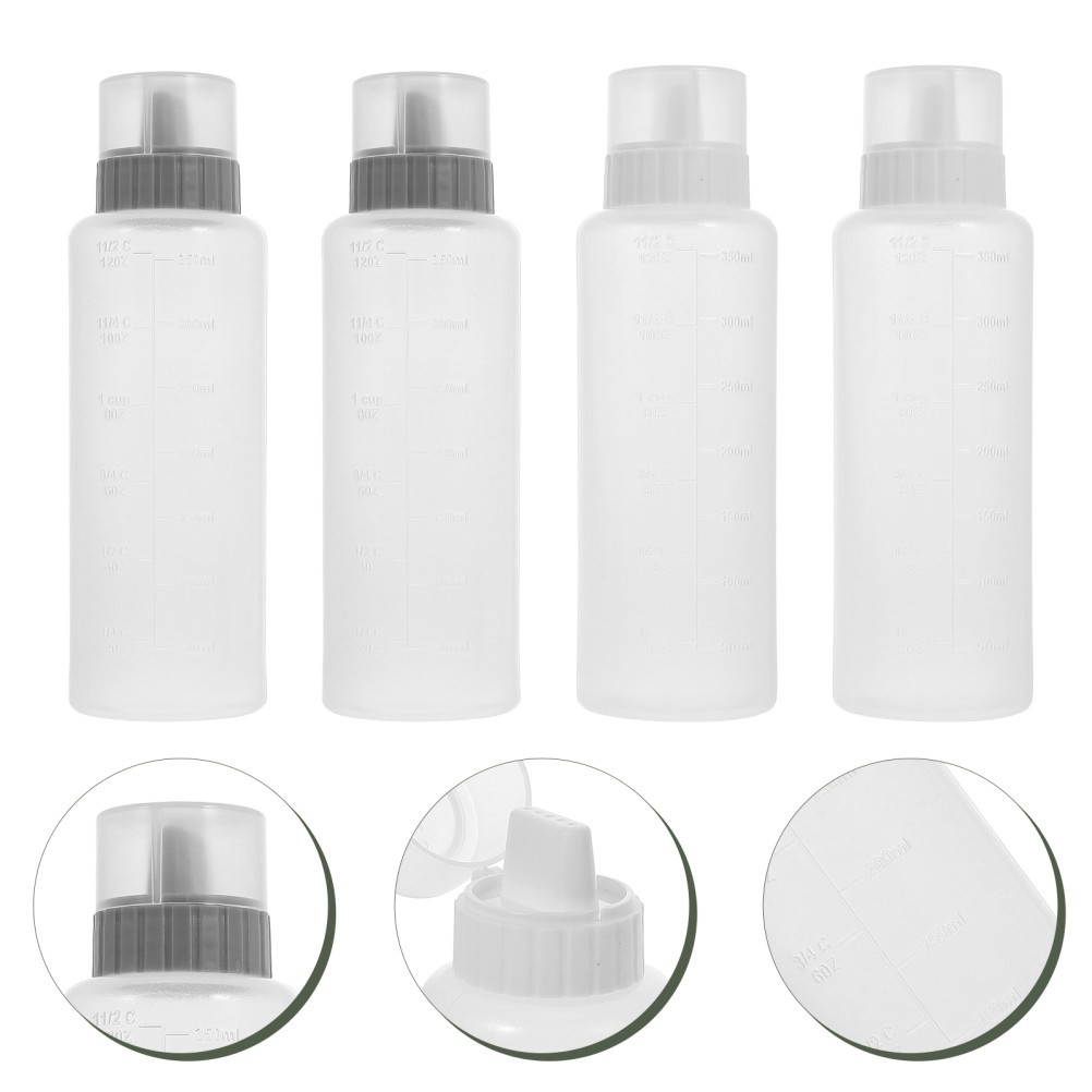 4 Pcs Cream Sauce Squeeze Bottles 350 ml Condiment Bottles with Scale