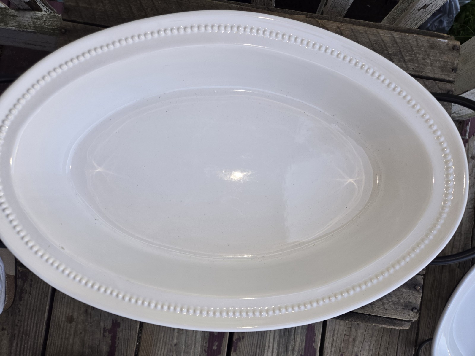 Certified International Oval Serving Dish Stoneware Bakeware with Metal Stand