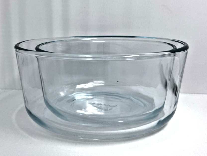 PYREX SIMPLY STORE 7201 4 CUP & 7203 7-CUP CLEAR GLASS ROUND FOOD STORAGE BOWLS
