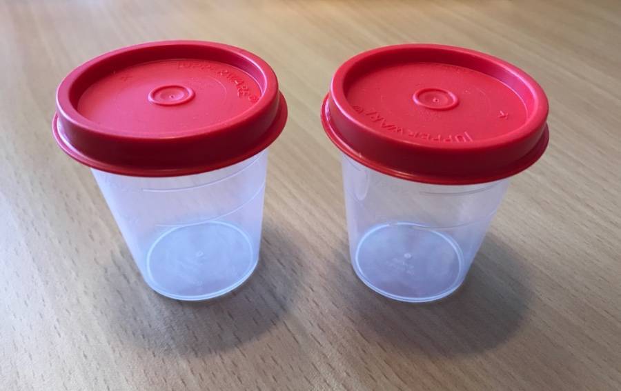 TUPPERWARE MIDGET SET OF 2 IN RED