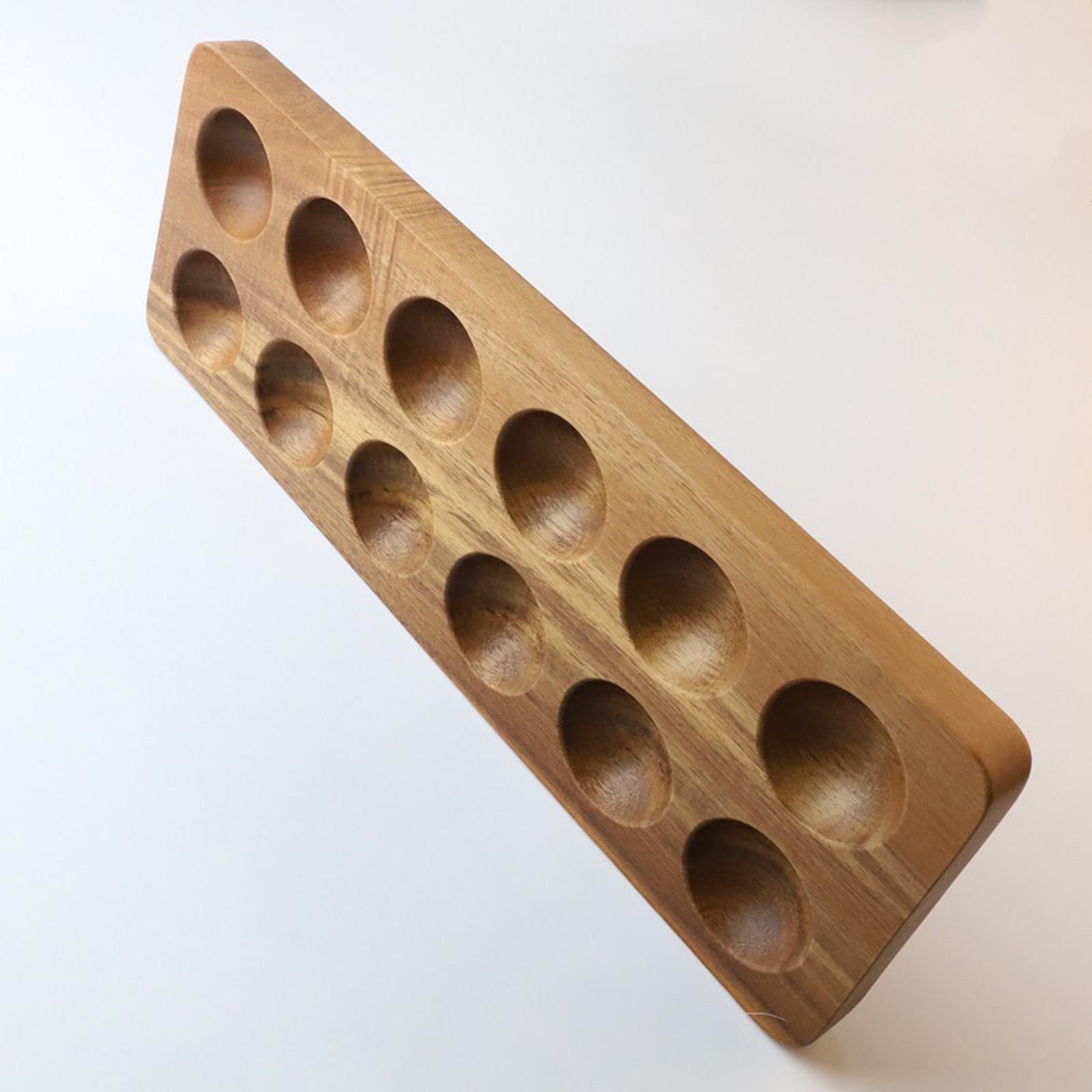 Wooden Egg Holder Stand 12 Grids Dispenser for Pantry Home Housewarming Gift
