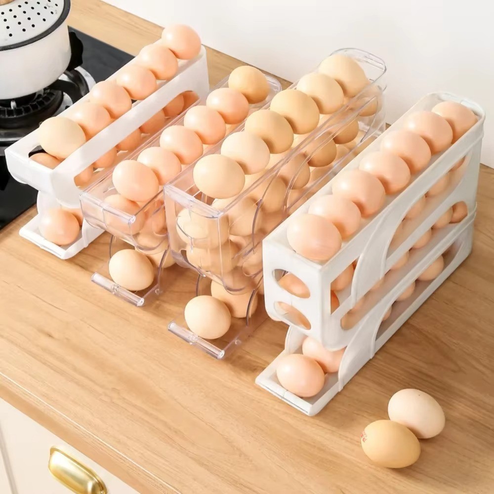 Large Capacity Automatic Egg Roller Household Four Tier Refrigerator Egg Storage