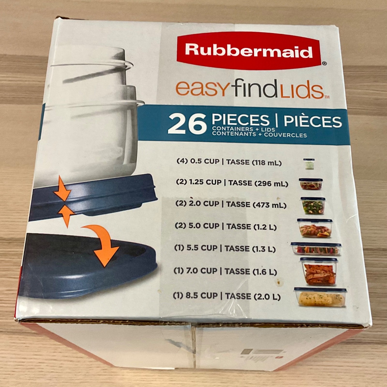 Rubbermaid Containers Easy Find Lids 26 Piece Food Storage Tubs Set Blue New