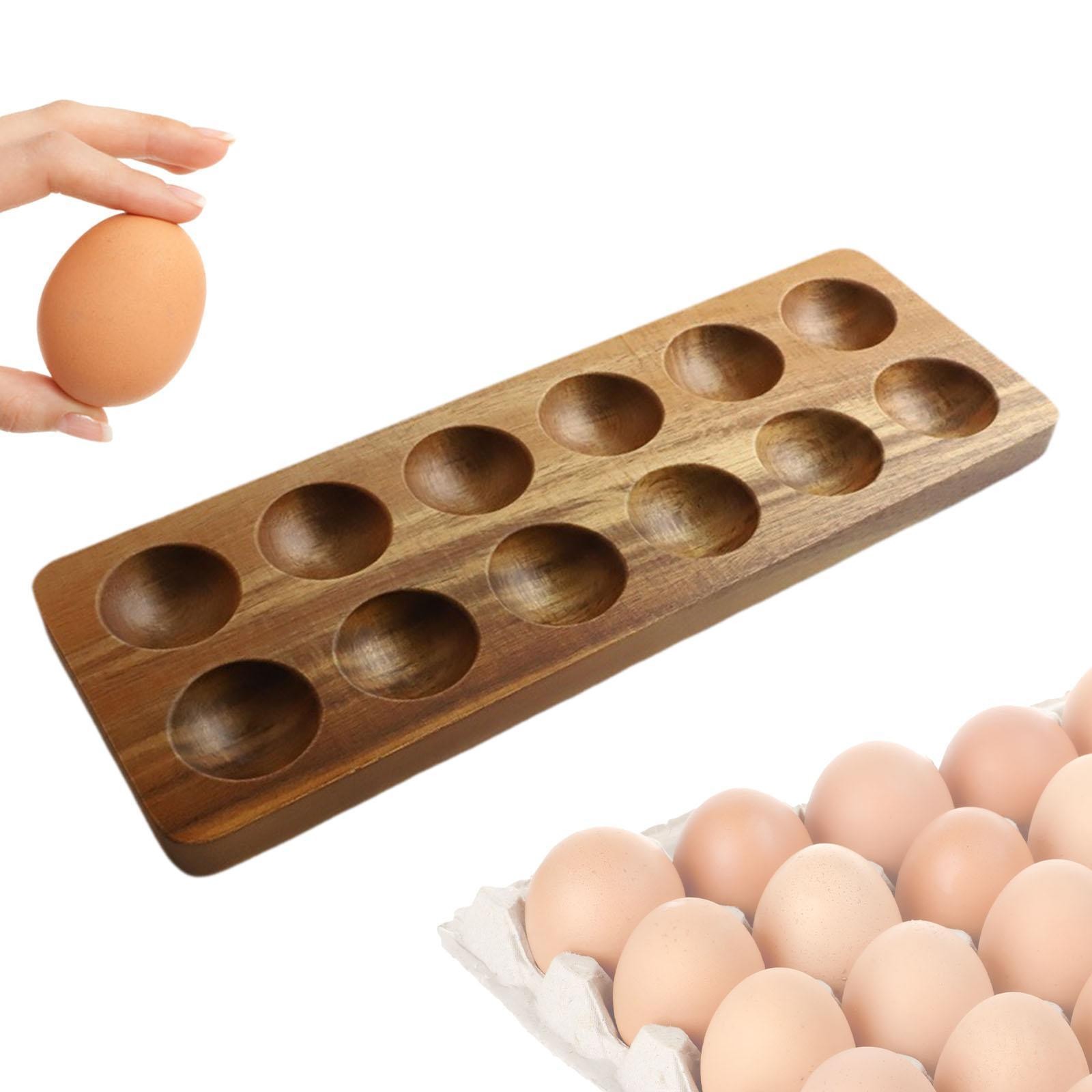 Wooden Egg Holder Stand 12 Grids Dispenser for Pantry Home Housewarming Gift