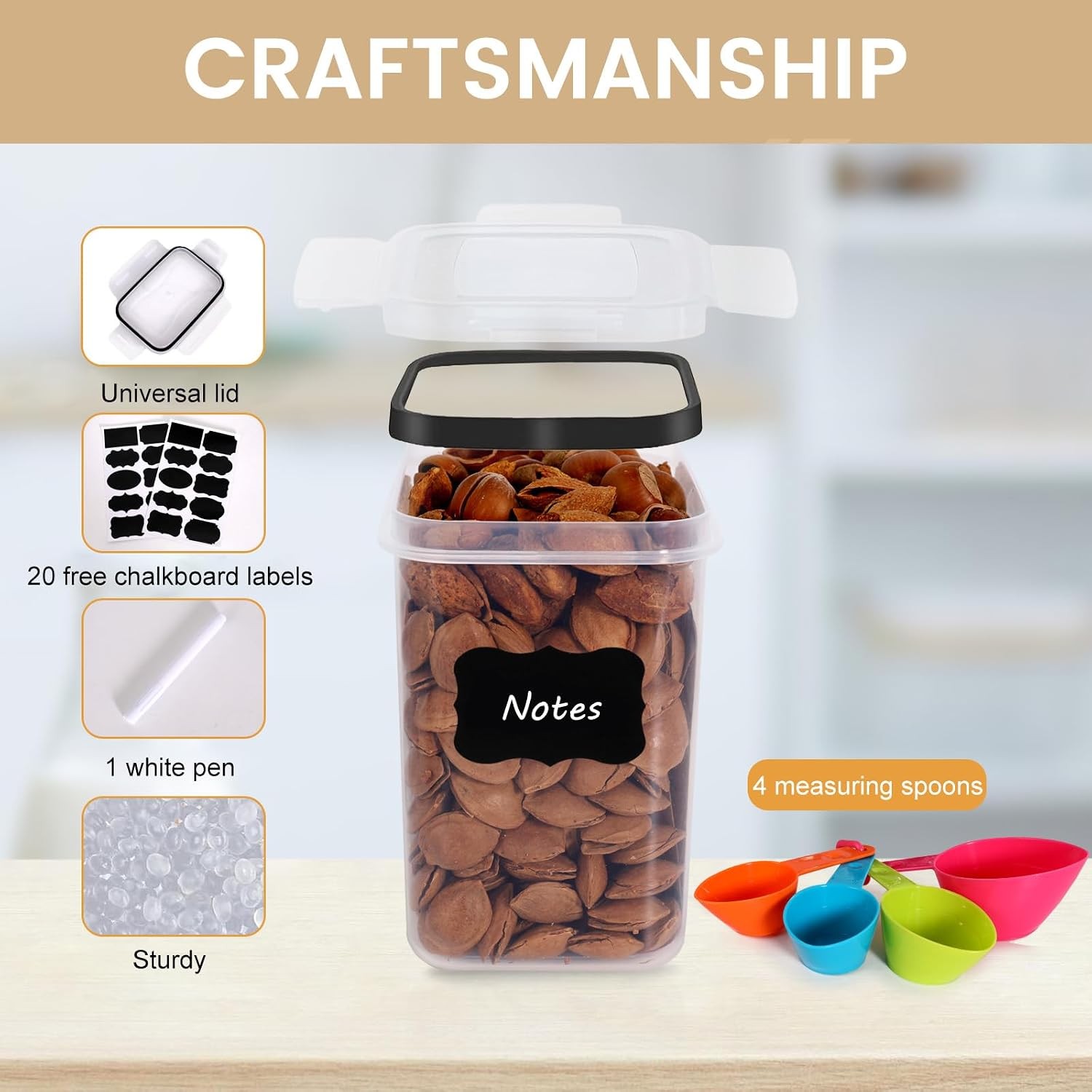 12-Piece Clear PP Airtight Jars Set Silicone Seal Food Storage Containers with