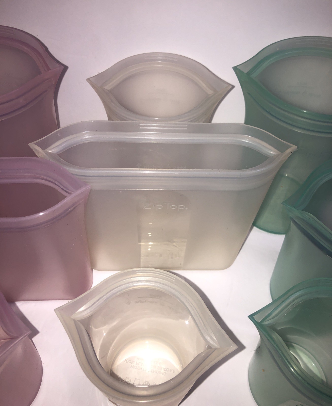 Zip Top 9 Piece Silicone Storage Containers Reusable Microwave Safe