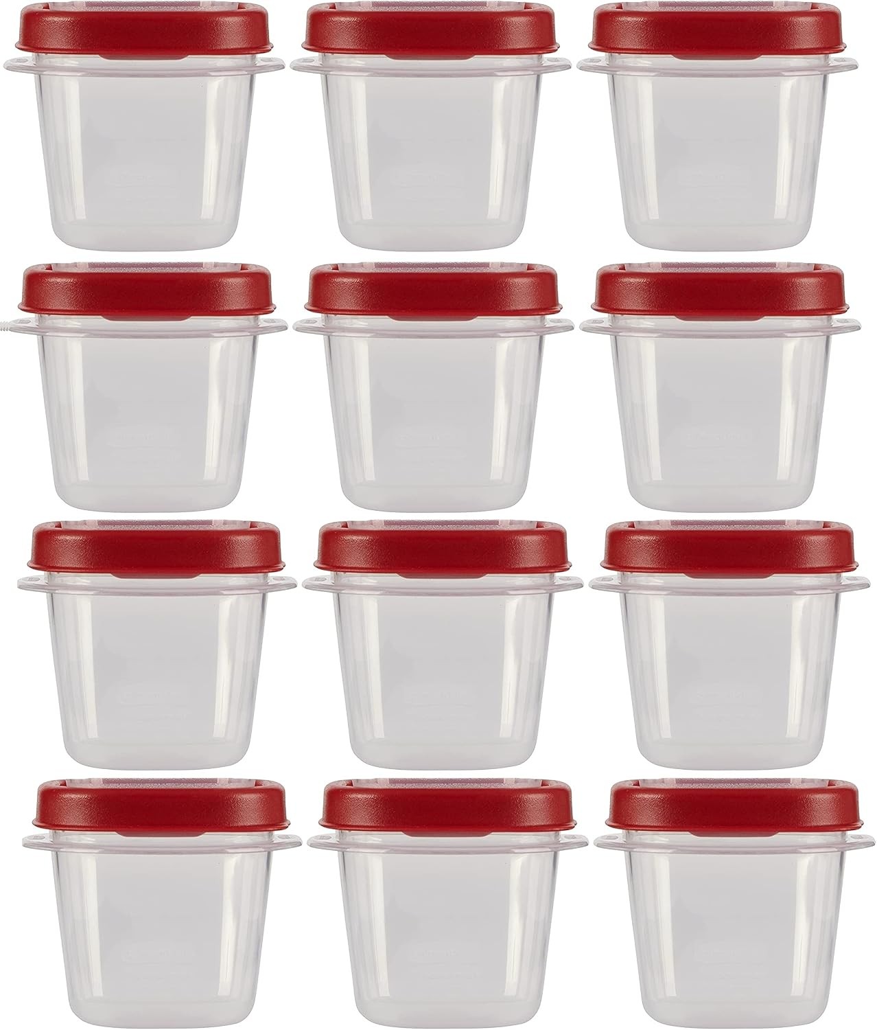 Rubbermaid Easy Find Lids Food Storage Containers, 0.5 Cup, Clear with Red Lids