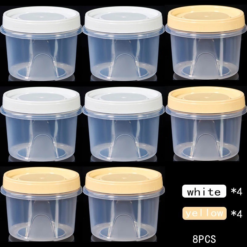 8 Pcs 500ml Round Food Fresh Keeping Box Kitchen Refrigerator Storage AA