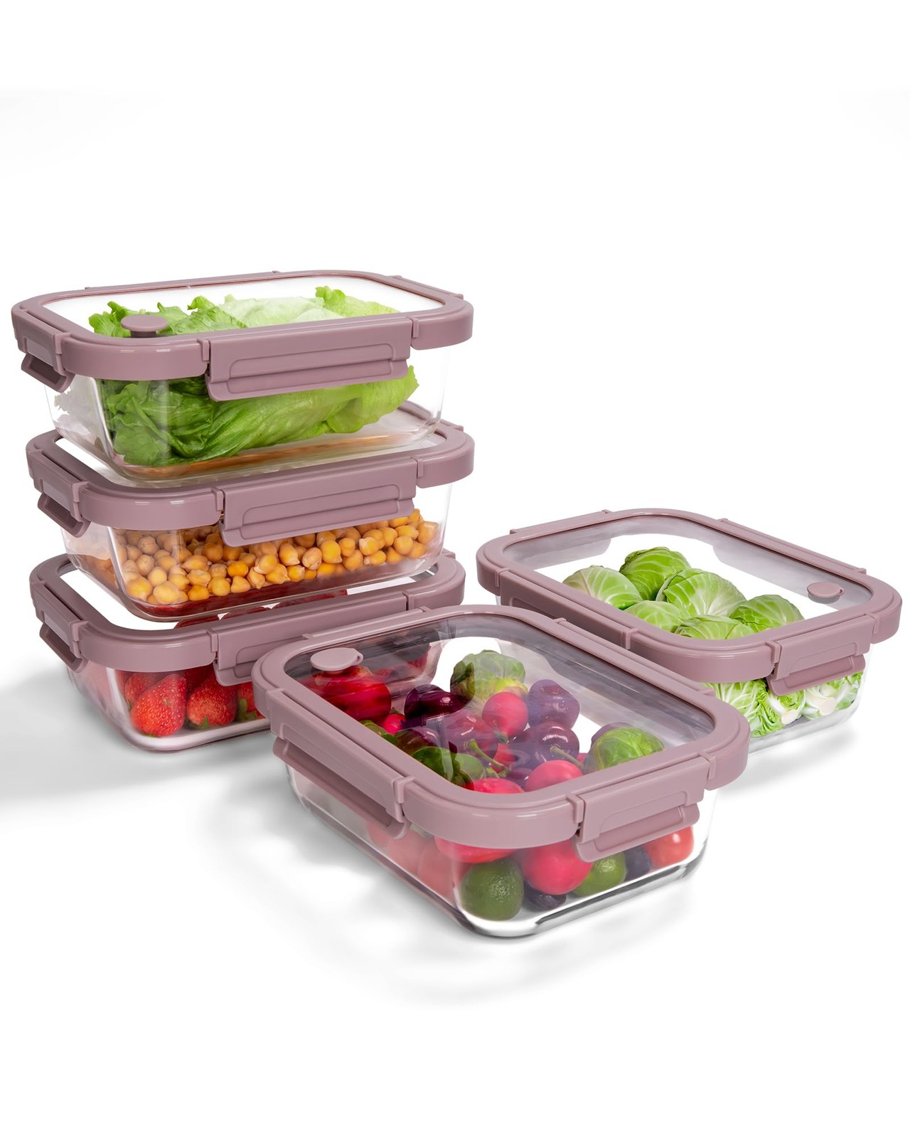 BOROHOUSE 5-Pack Borosilicate Glass Containers with Tempered Lids, 35.2oz/4.4…