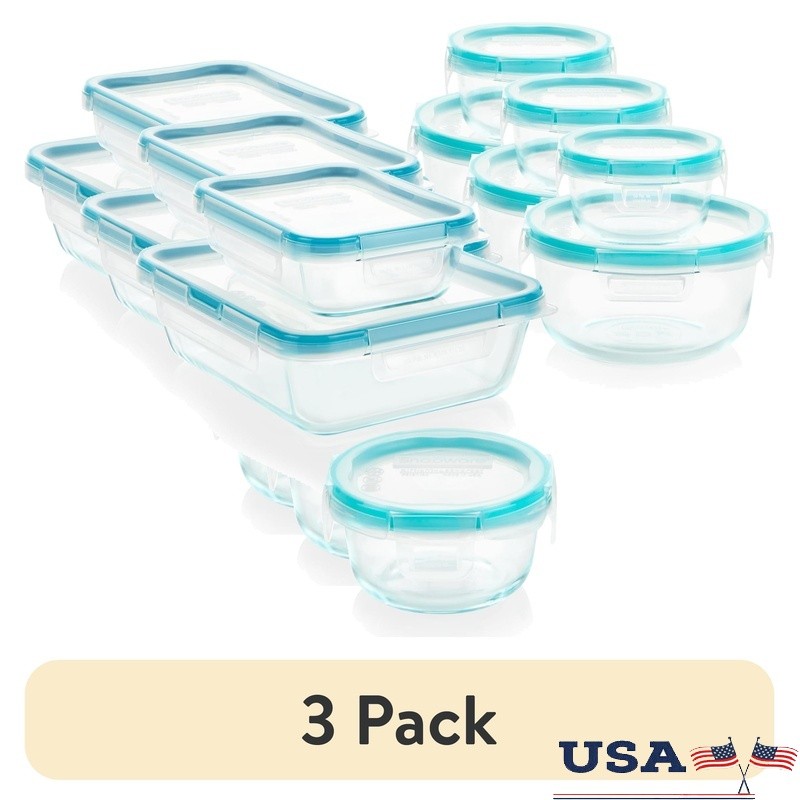 Airtight Glass Storage Containers Set W/ Write Erase Labels Leakproof Lid 5.5L