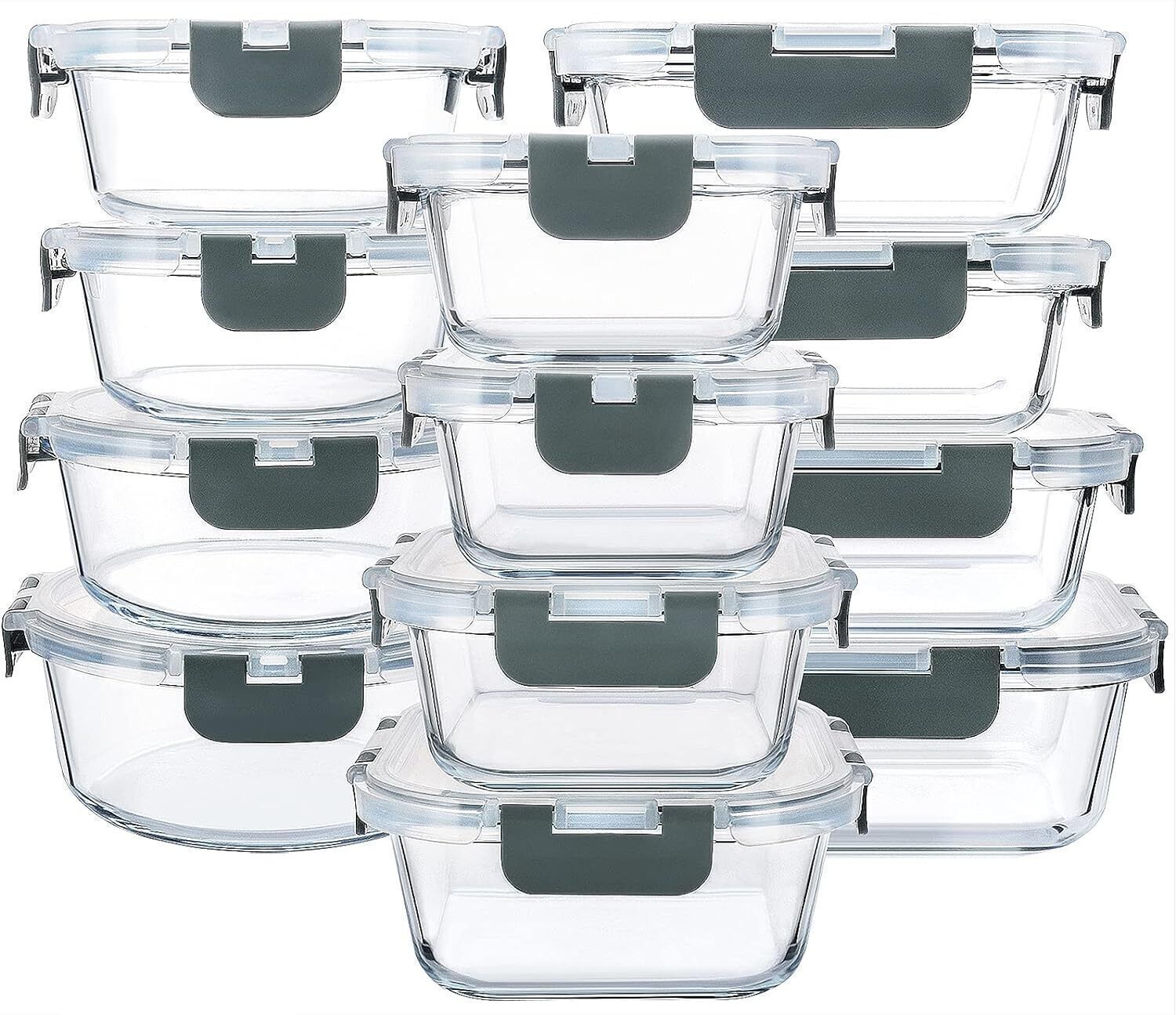 24 Pcs Airtight Food Storage Containers Uses Vegetables Pasta Salad Fruits Meat