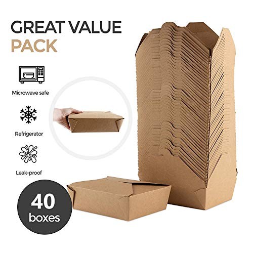 Stock Your Home Microwaveable Kraft Brown Take Out Boxes 71 oz 40 Pack Leak