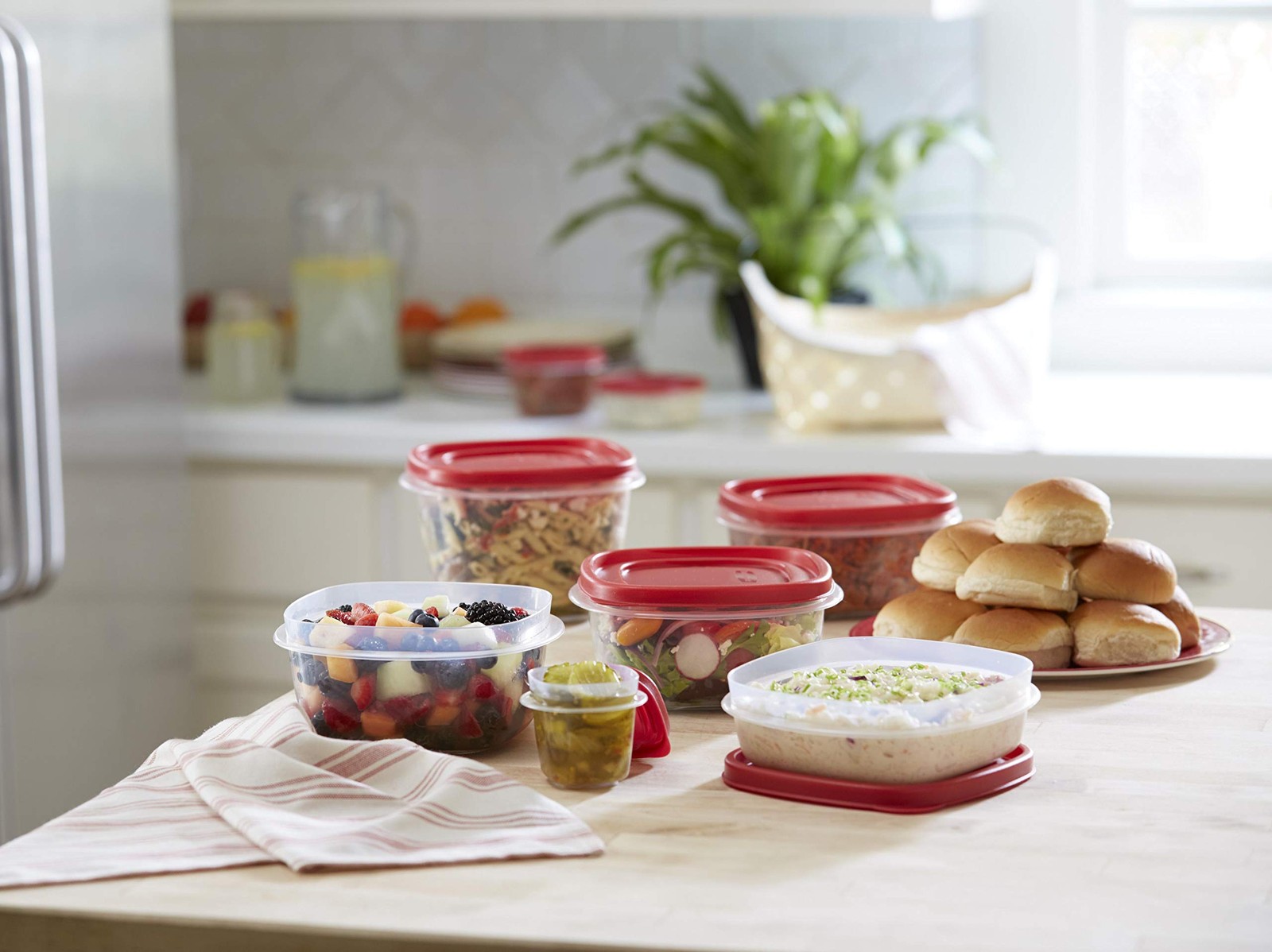 Rubbermaid 2066483 Easy Finn Grid Storage Container, 9 Piece Set, BPA Free