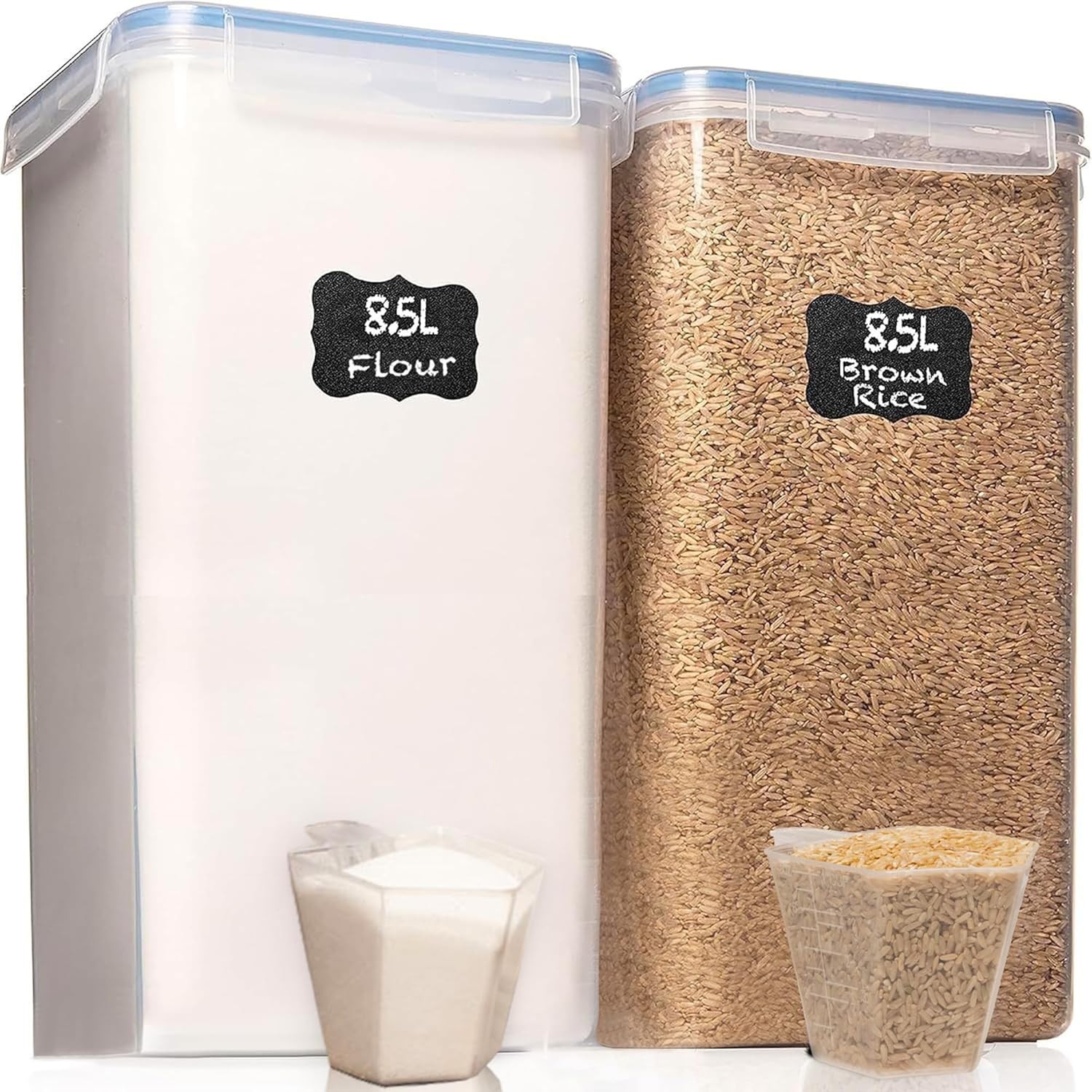 Flour Storage Container 2 PC [8.5L / 287 Oz] Extra Large Food Storage Containers