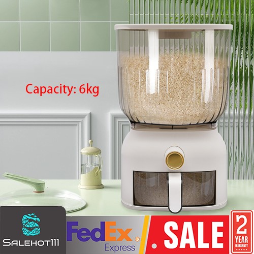 6KG Rice Dispenser Grain Storage Container Kitchen Organizer With Rice Cup