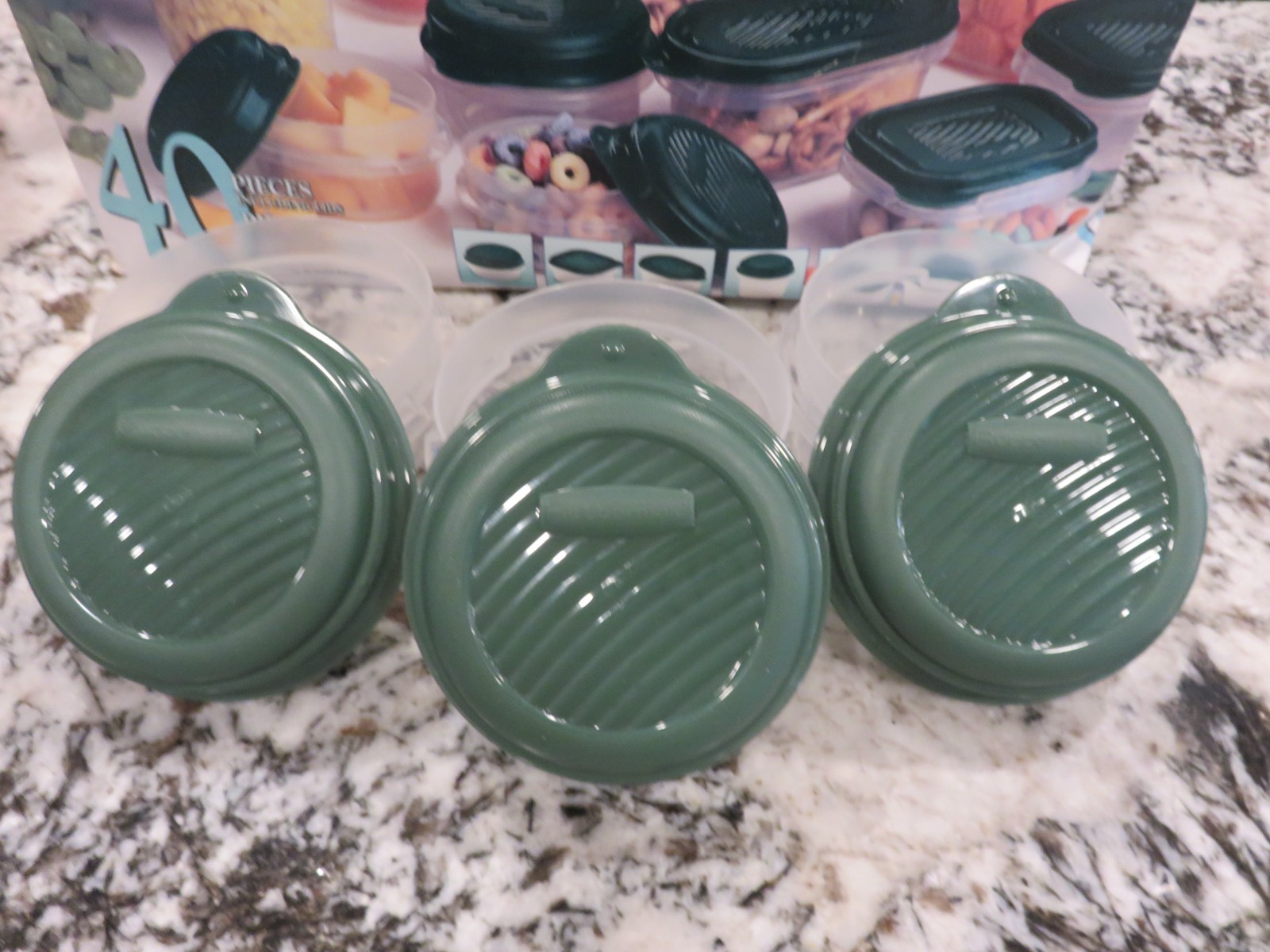 3 Vintage Rubbermaid Servin Saver Round Container Green Lid #6 New Old Stock
