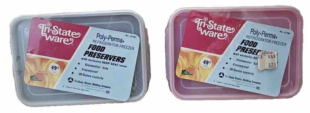 Vtg Tri-State Ware Poly-Perma Food Preservers Refrigerator-Freezer Set of 2