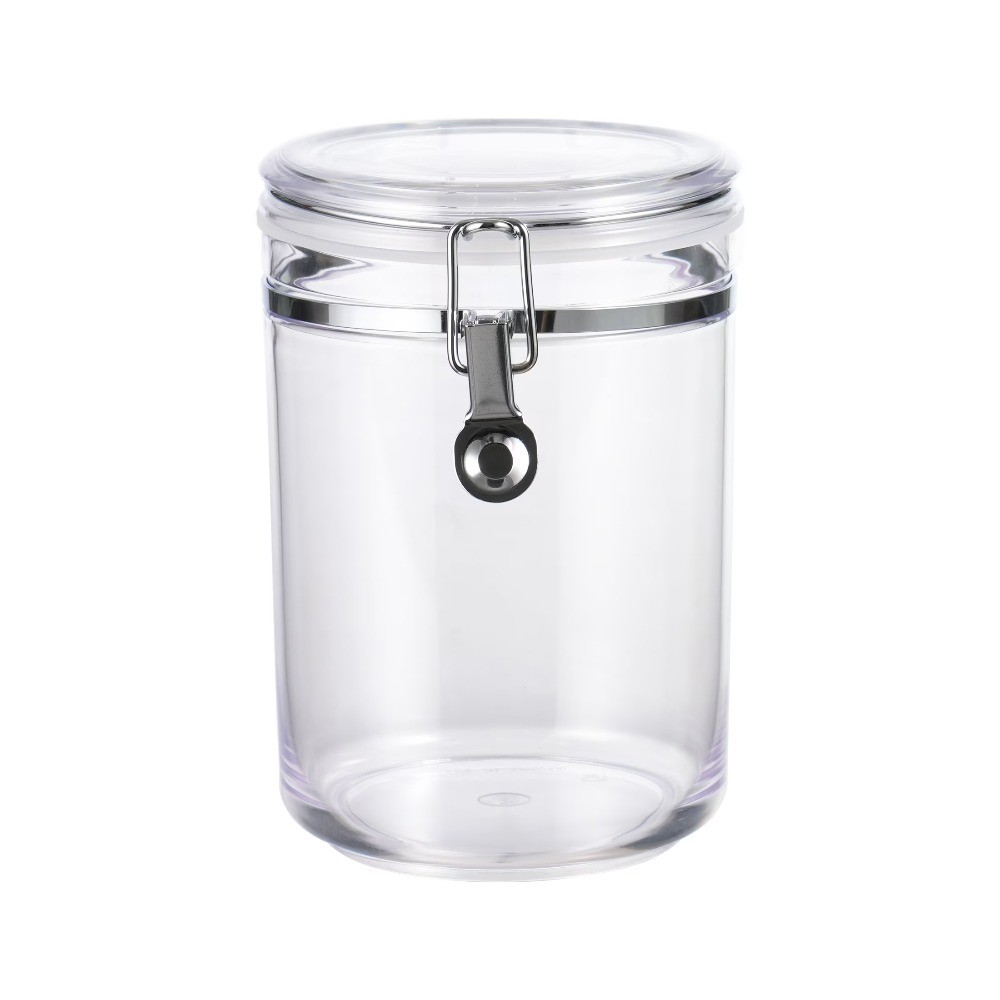 Airtight Clear Plastic Food Storage Canister 33.8 oz Round Medium Stackable