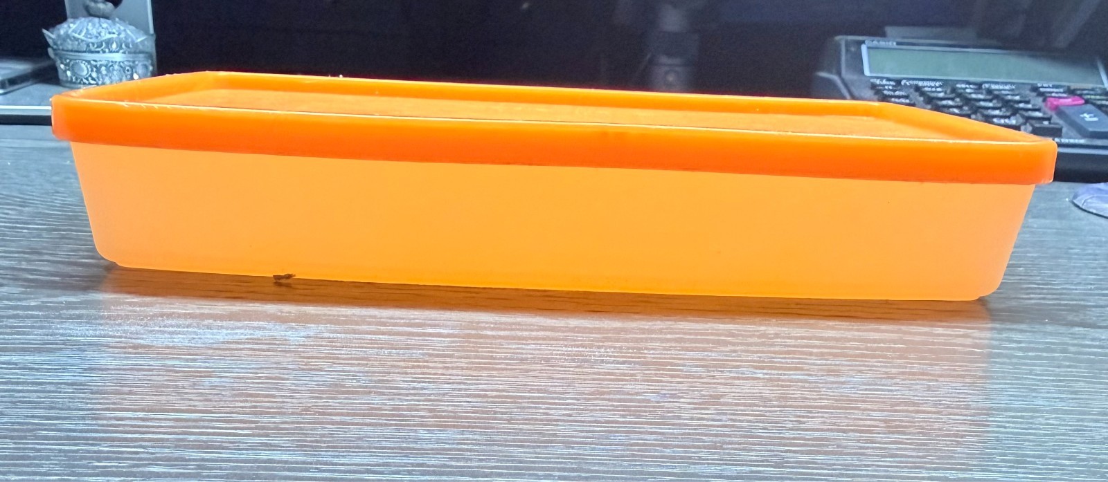 Tupperware Container #5552A-7 #714-5 Rectangular Orange Lid 600ml