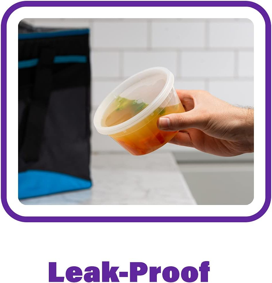 [12 Oz. – 48 Count Plastic Food Storage Deli Containers with Lids – Perfect for