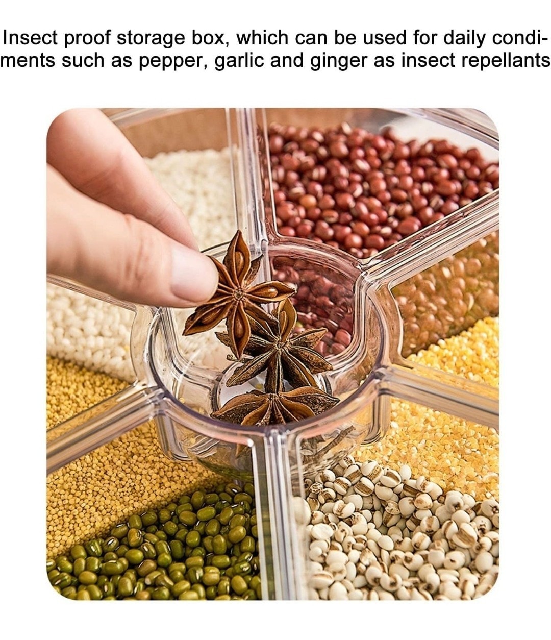 6-Grid 360° Grains Dispenser Rotating Rice Dispenser Storage Container 13lbs