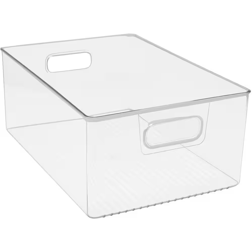 3-Pack Clear Plastic Stackable Pantry Organizer Set Storage Bins for Fridge