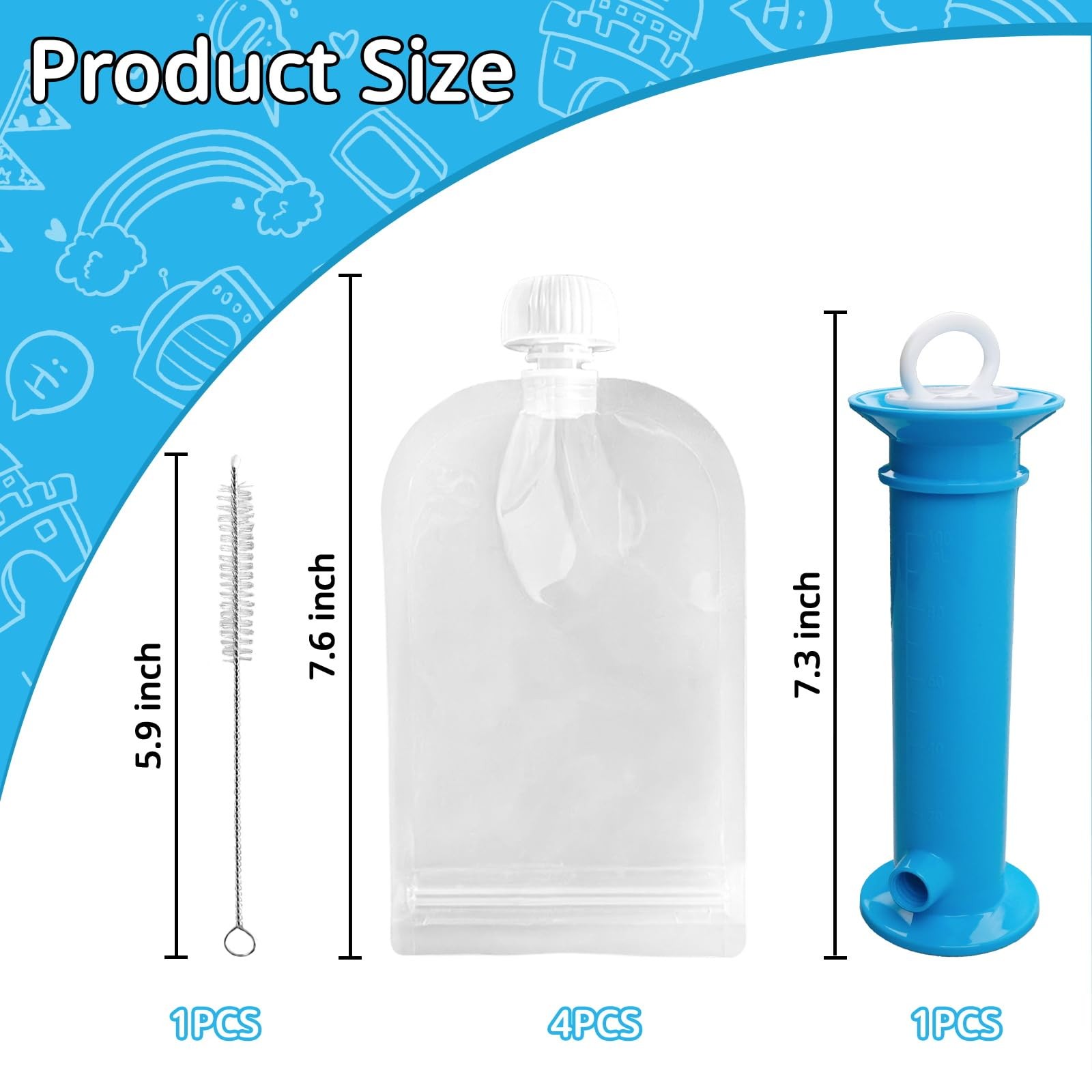 6PCS Reusable Baby Food Pouches Filler Kit Baby Food Pouch Maker for Applesau…