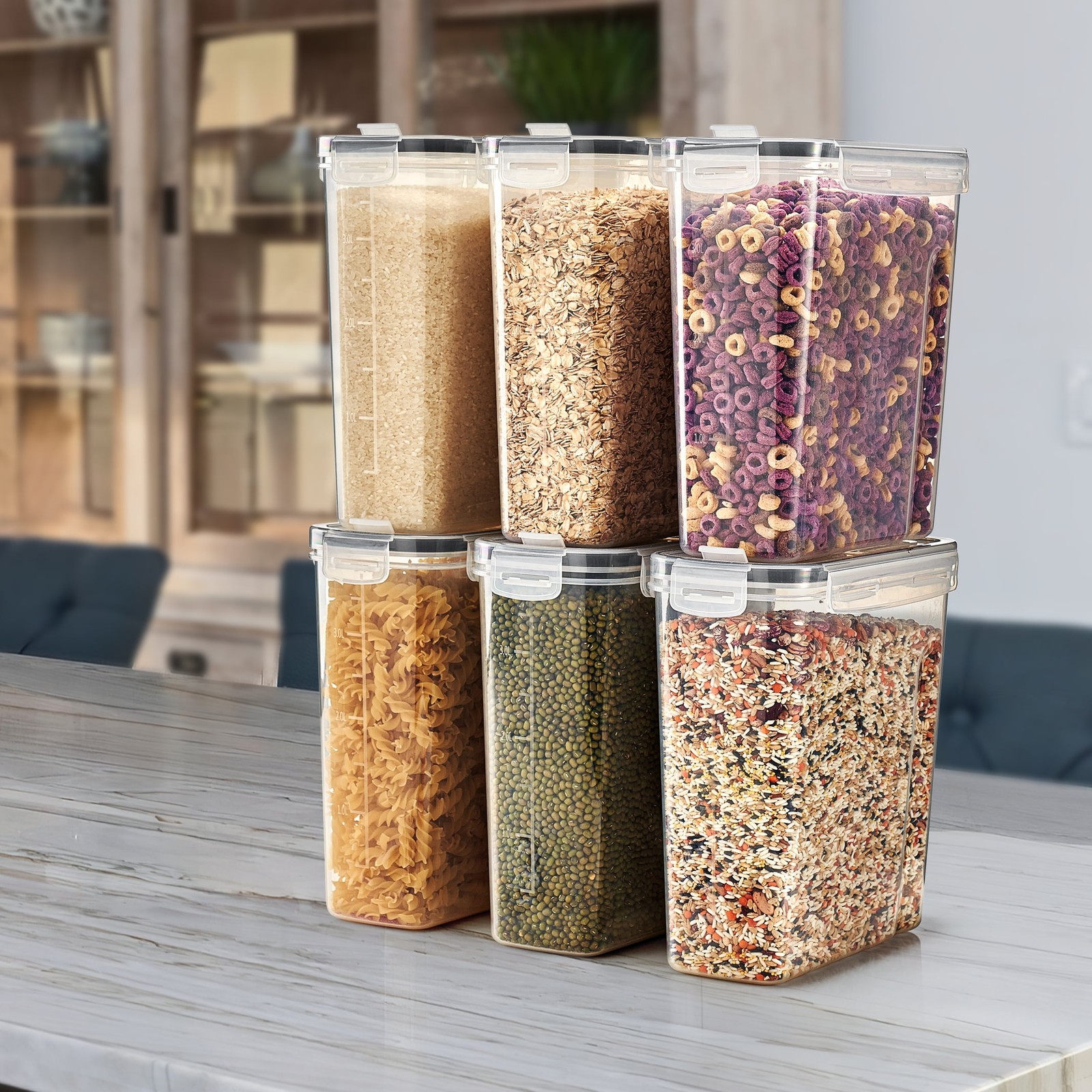 4-Pack Food Storage Dispenser Containers – Airtight BPA-Free – For Pantry Cereal
