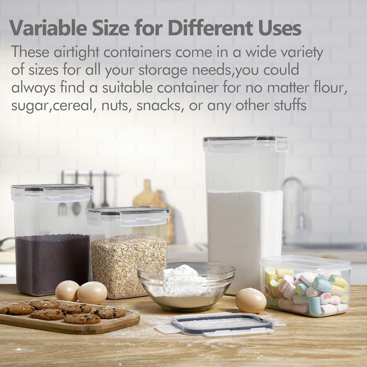 Sealed Food Storage Container with Lid, 8 PCS Plastic Storage Jar