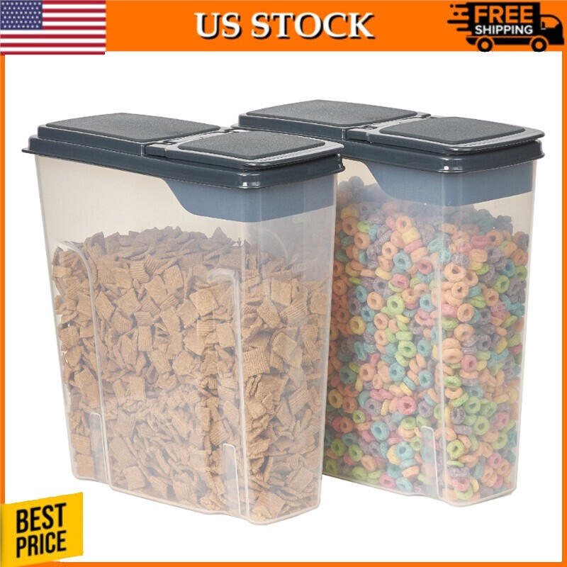 2-Pack Cereal Keeper Plastic 24 Cup Food Storage Container Dark Gray Lid New