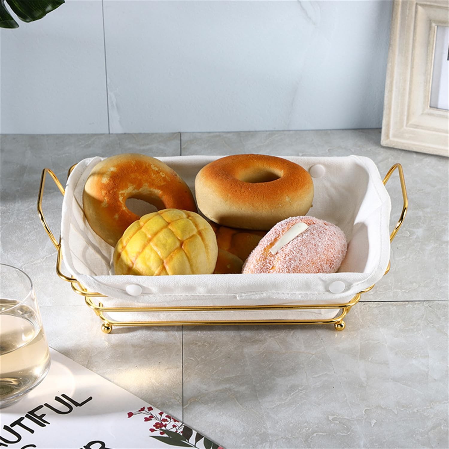 Gold Baskets for Bread Serving, Parties Gold Wire Basket for Fruit Vegetables…