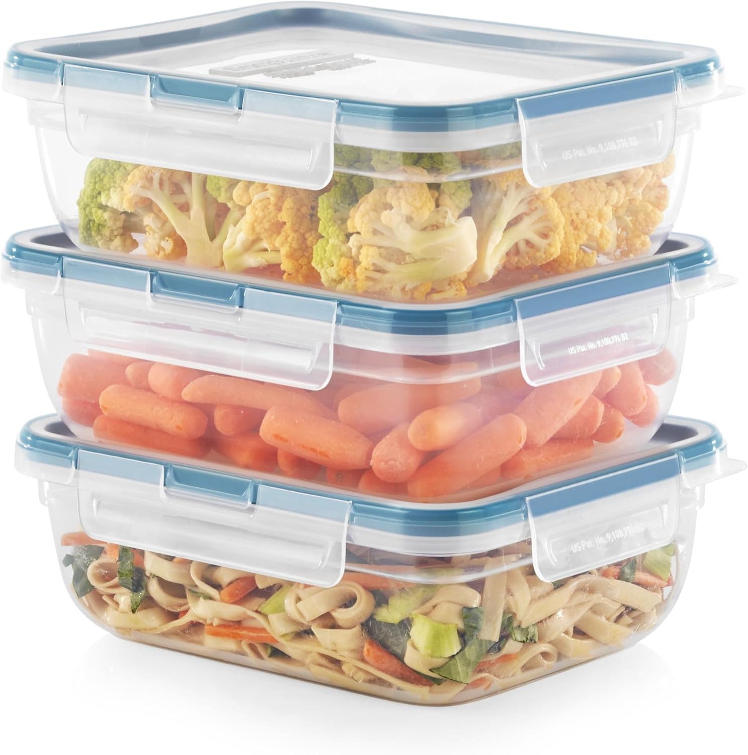 Airtight 3-Pack Food Storage Containers – Stackable, Microwave & Dishwasher Safe