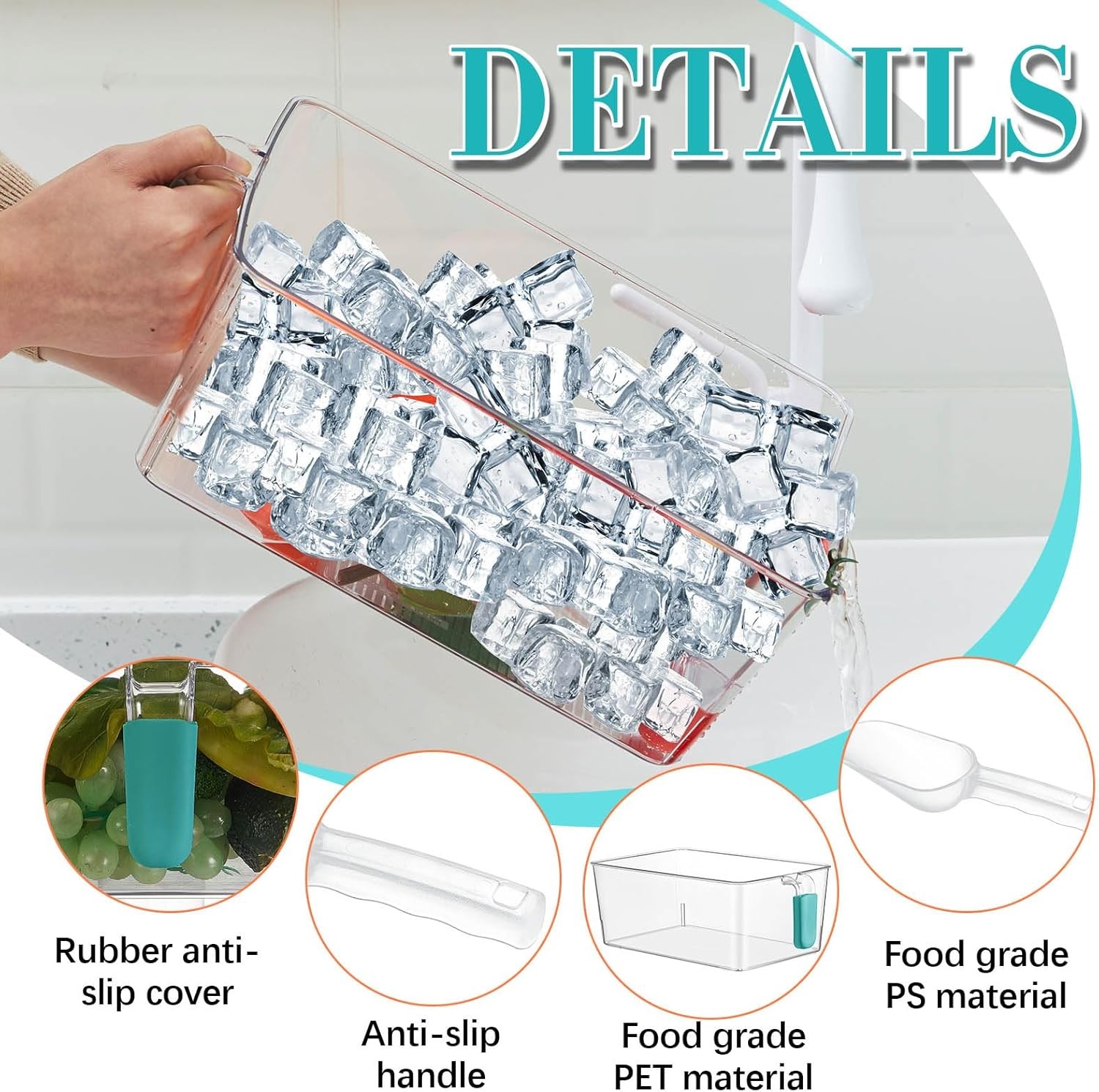 2-Piece Ice Bucket and Flexible Ice Scoop Set (10.83 x 7 x 4.33 inches)