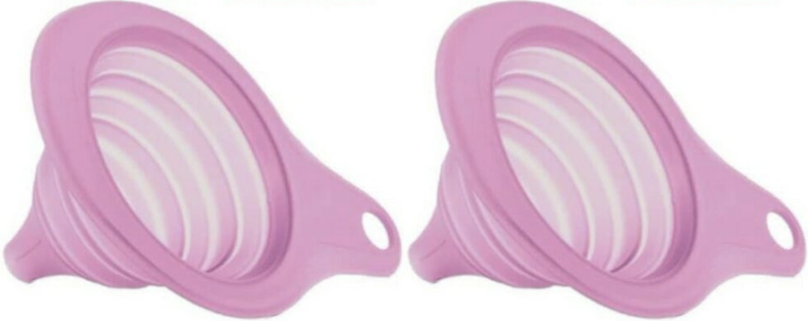 New Tupperware Flat Out Collapsible Funnels Set of 2 in Pastel Pink New