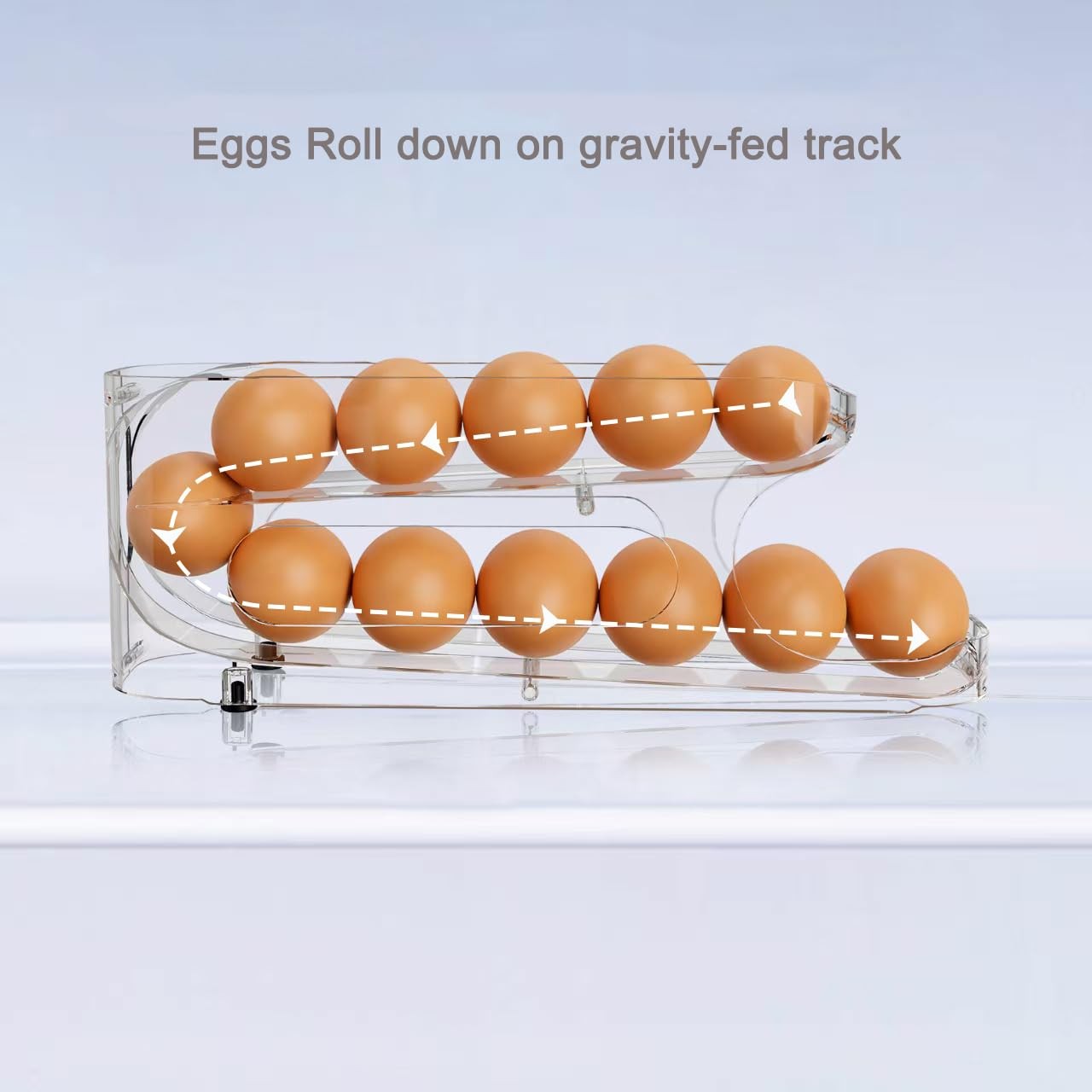 Egg Holder for Fridge, FIFO Egg Roller for Eggs 12 Count, Clear