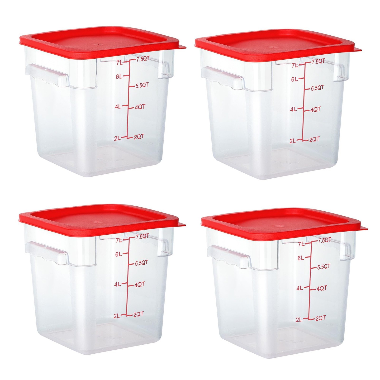 4 Pack Clear Food Storage Containers with Lids and Handles Polycarbonate Squa…