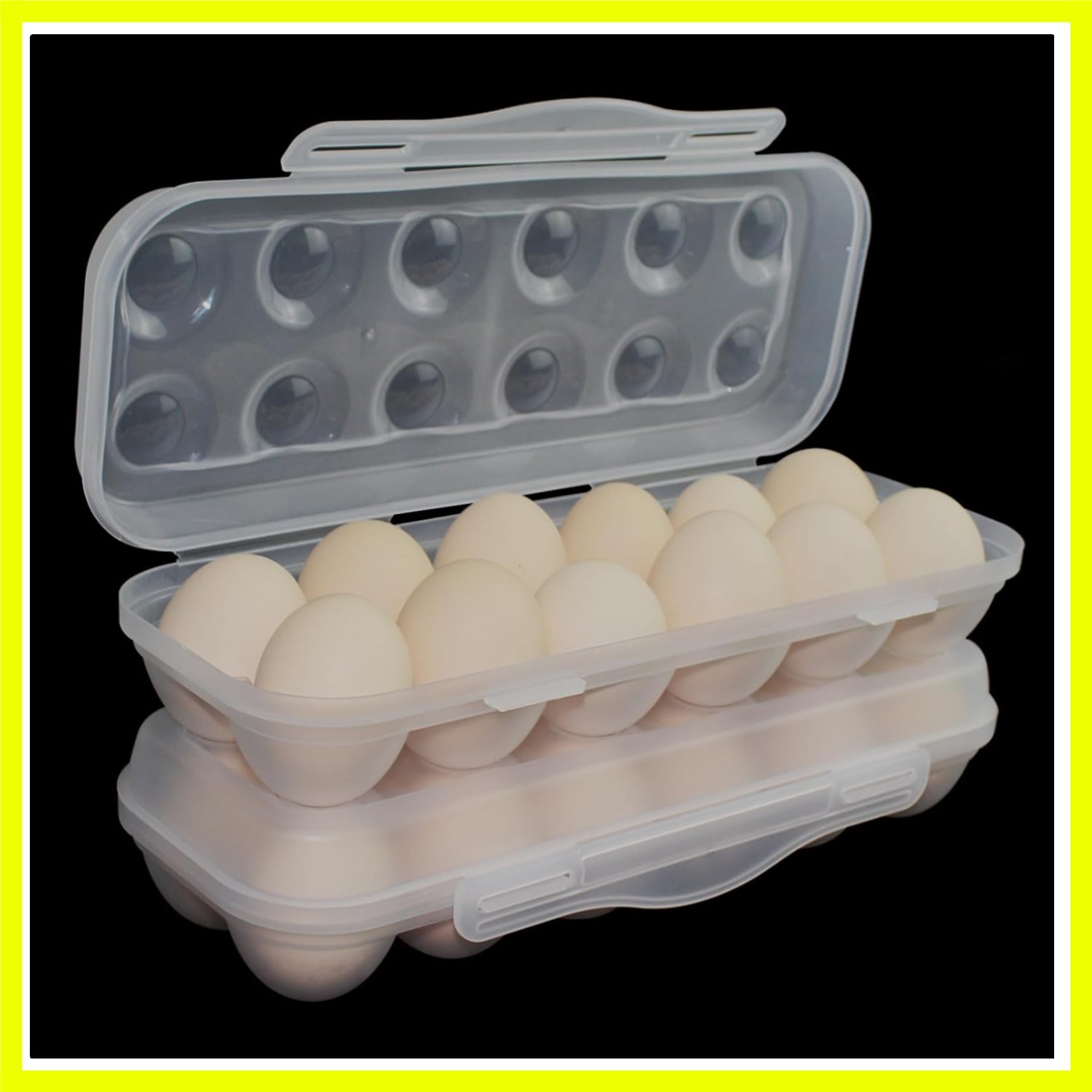 12 Grid Egg Container, 2 Packs Egg Holder Plastic Egg Storage Box Egg Organiz…