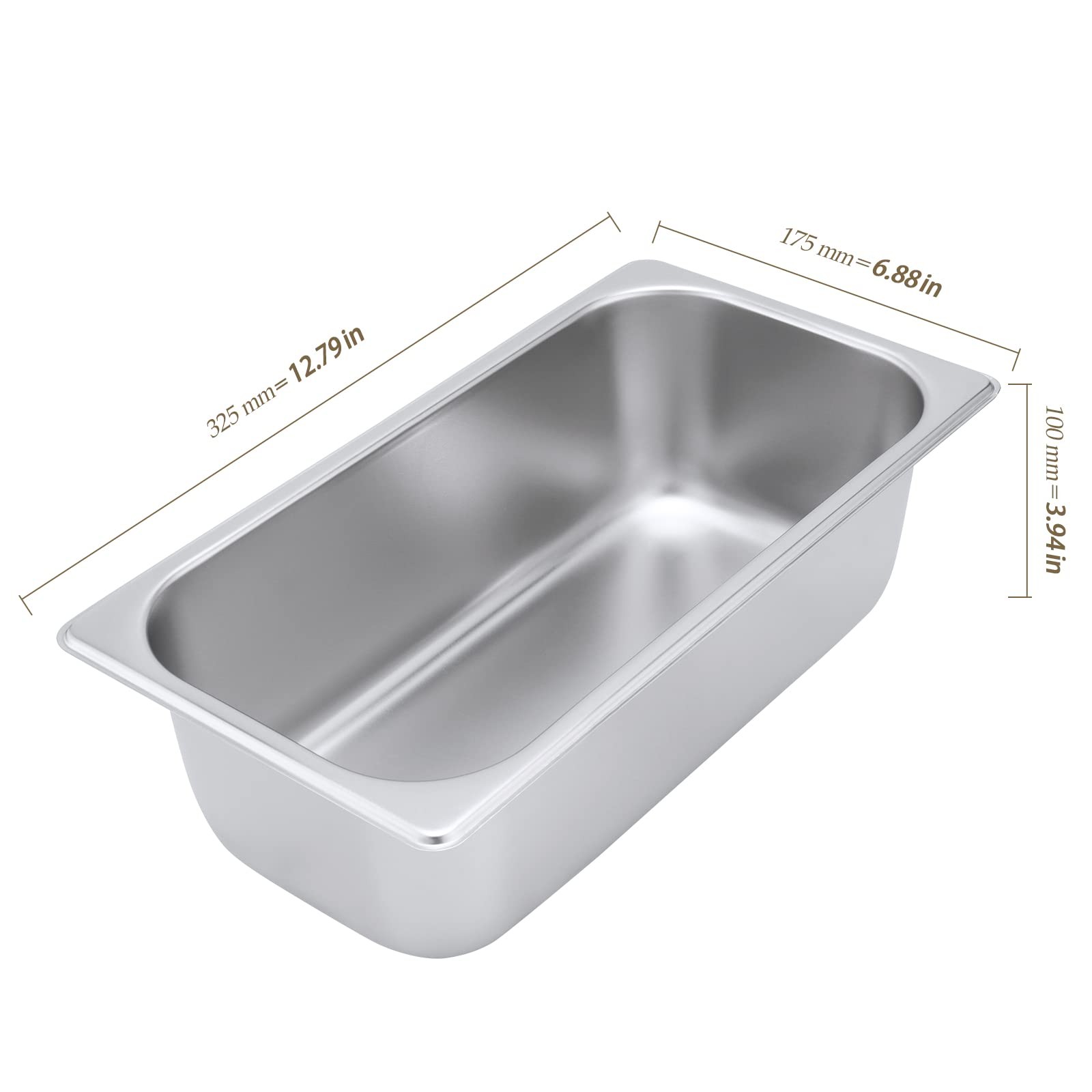 6 PCS Stainless Steel Steam Hotel Pan 1/3 Size 4 Inch Deep AntiJam Catering