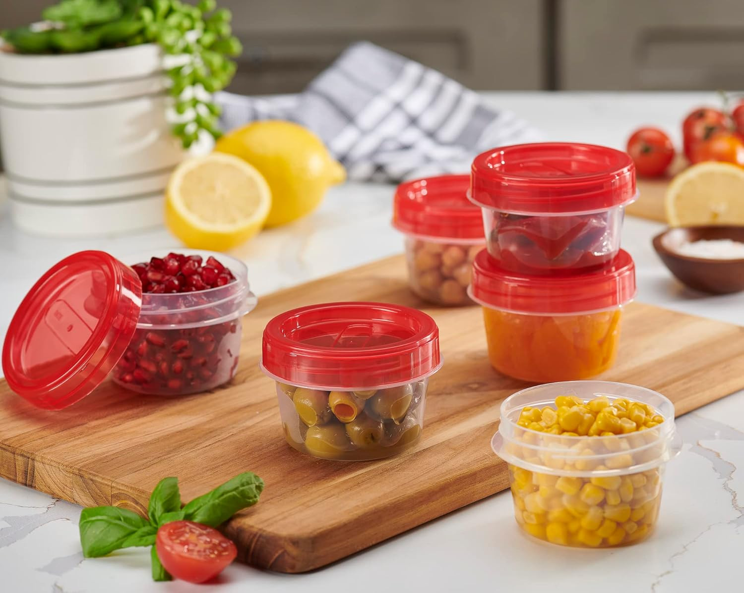 6 Pack Twist Cap Food Storage Containers with Red Screw on Lid- 4 oz Reusable…