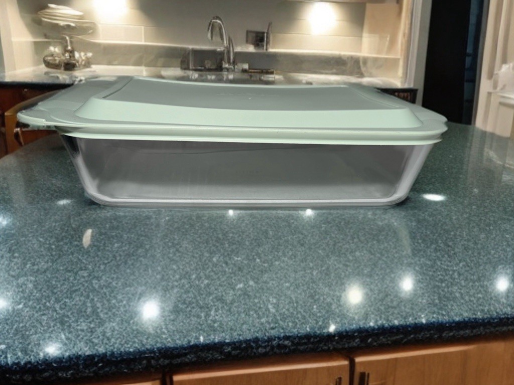 Pyrex 233-D 5Qt Glass Baking Dish With Sage Green Lid
