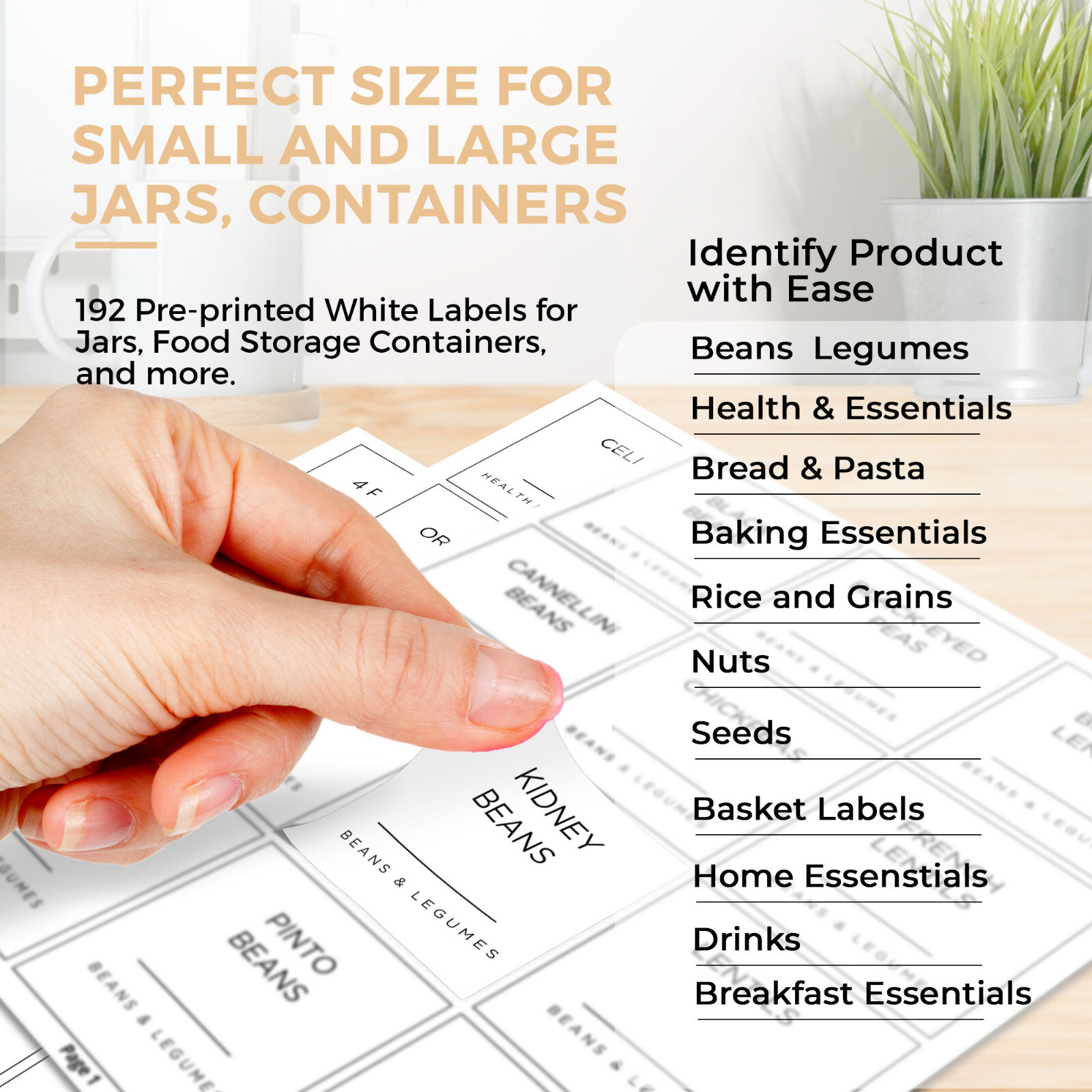 192 Kitchen Pantry Labels for Food Containers | Organize Your Pantry Minimalist
