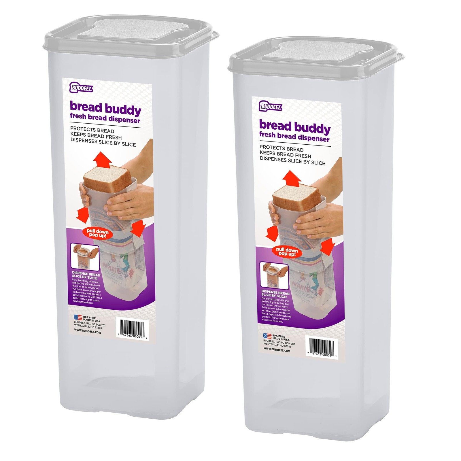 Buddeez Bread Buddy Airtight Bread Storage Container- Slice by Slice Dispensi…