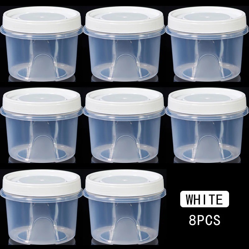 8 Pcs 500ml Round Food Fresh Keeping Box Kitchen Refrigerator Storage AA