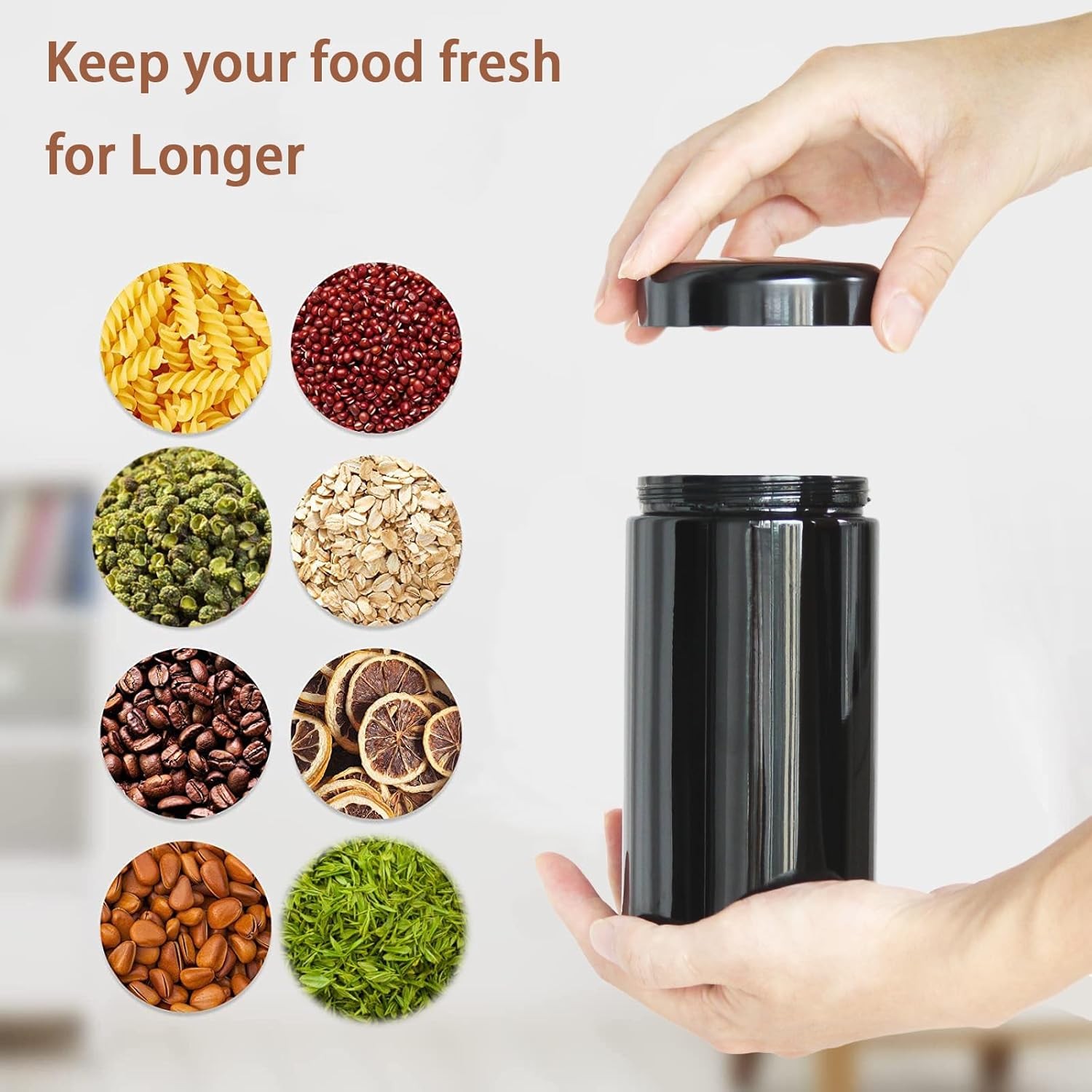 Black Glass Airtight Storage Container Jar 1000ml 2 Oz with UV Protection for