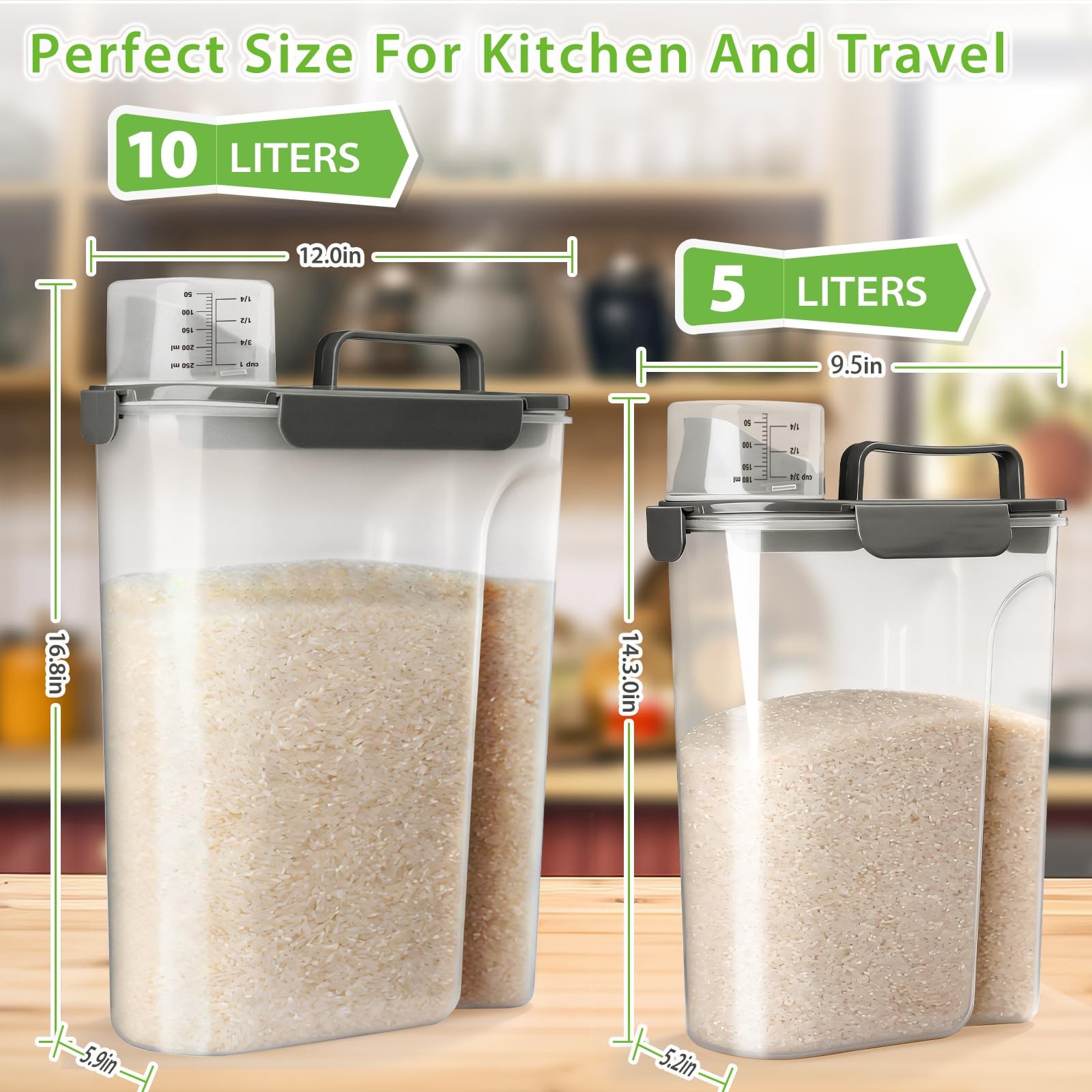 Viretec Airtight Food Storage Container Set, 2 Pack, BPA~Free, Grey