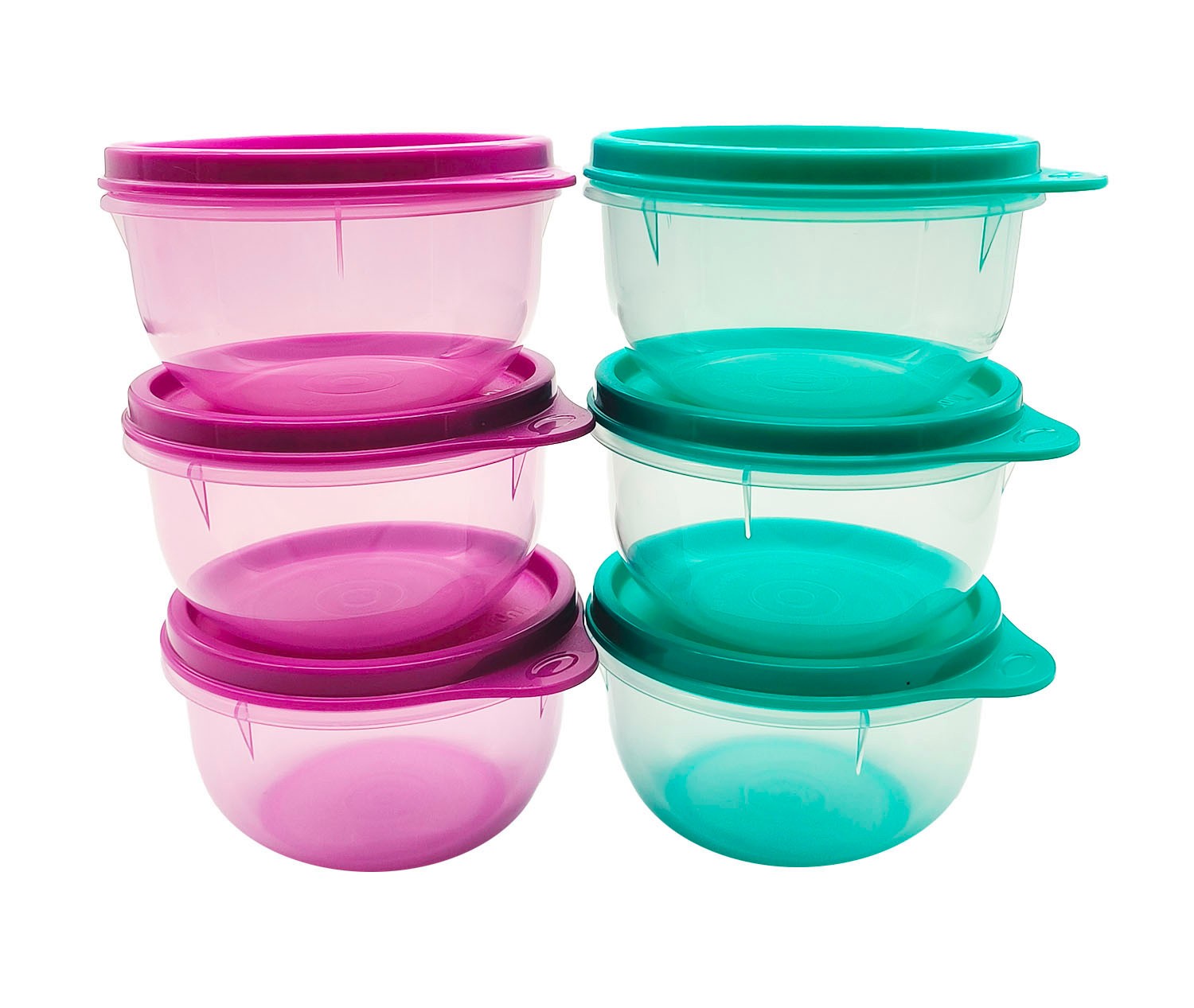 Tupperware Green Purple Plastic Mini Snack Cup Bowl Food Container 230ml (6) Set