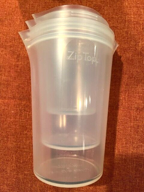 Zip Top Silicone Containers, 3 cup set (small, medium, large) in Frost, NIB