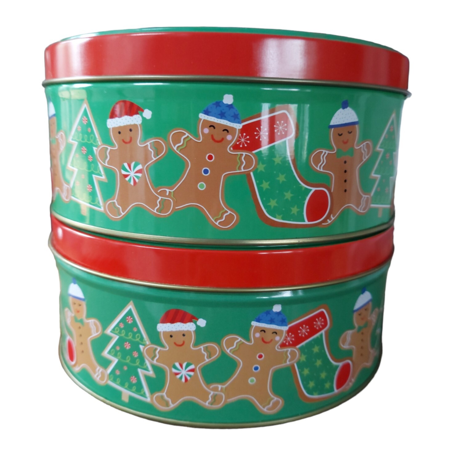 Greenbrier Christmas Ginger Cookie Gift Tin Storage Container Box With Lid Lot 2