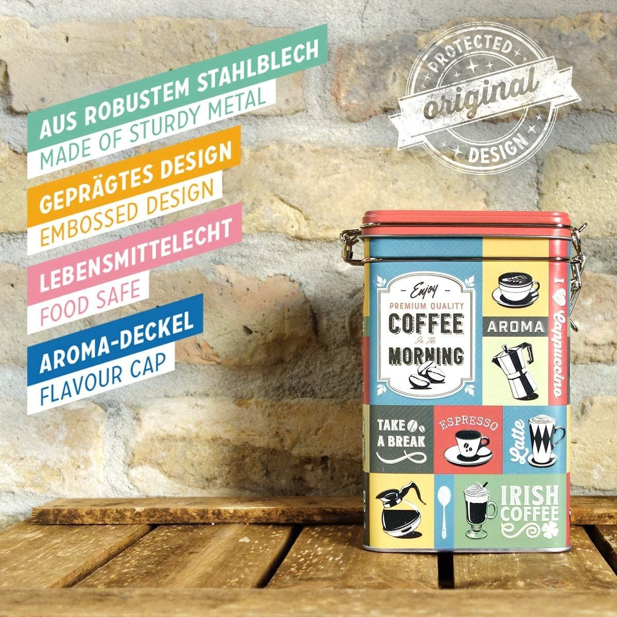 Nostalgic-Art – Metal Food Coffee Storage Tin Container Box – Coffee Collage