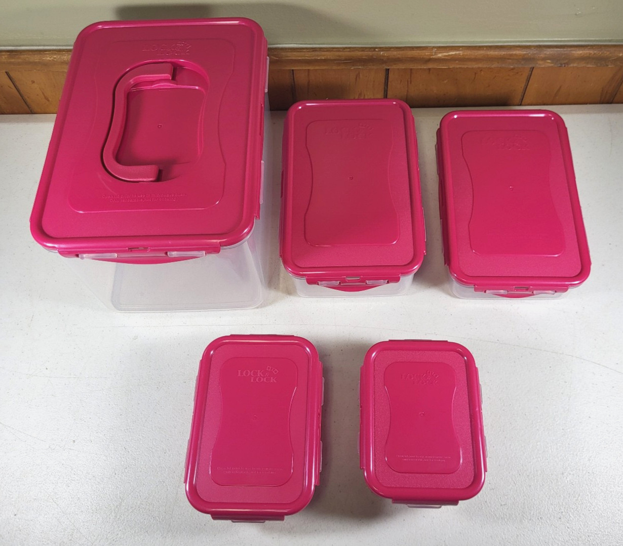 Lock & Lock Set of 5 Snap Lids & Flip Top Lids Dry Storage Containers